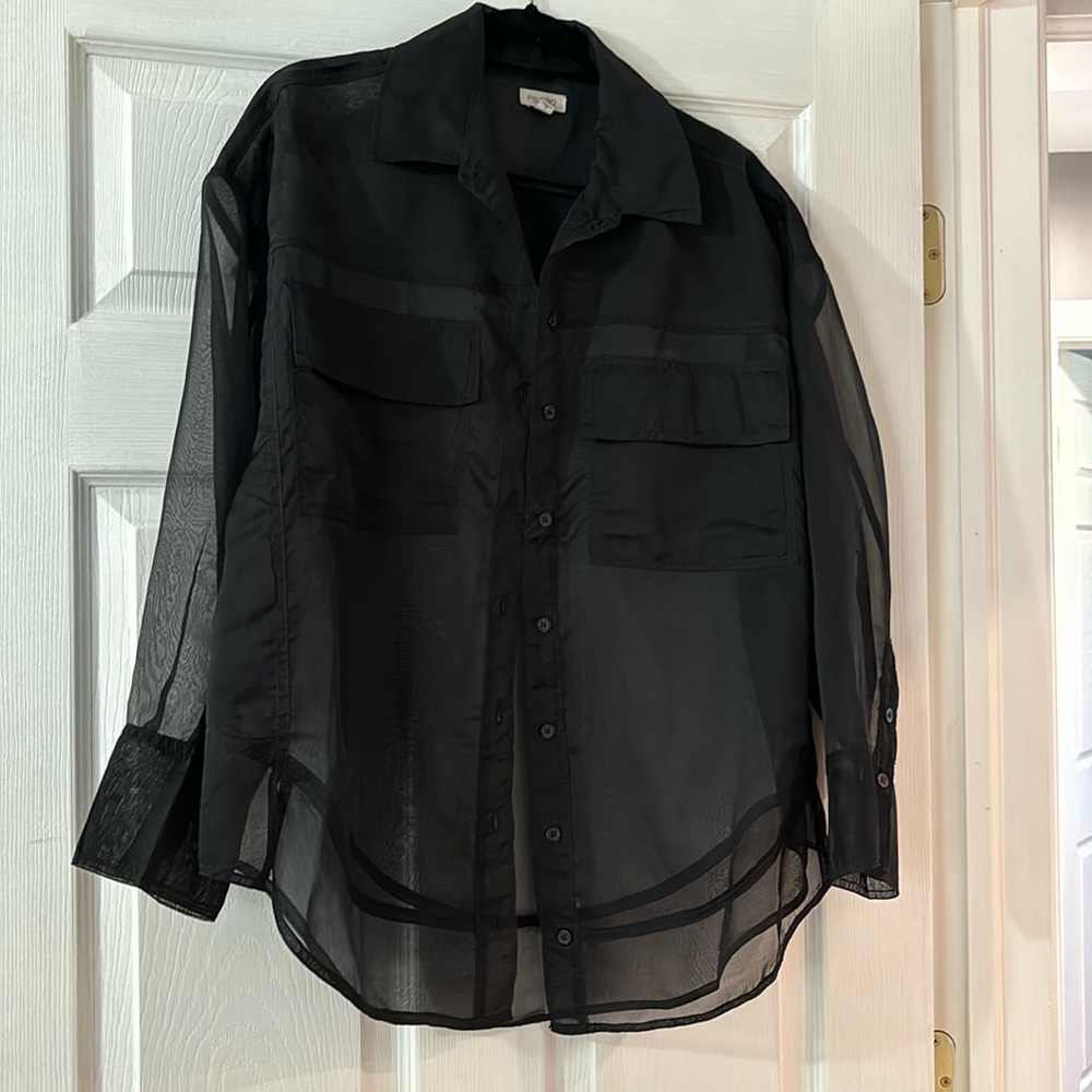 Anthropologie Pilcro Sheer black long sleeved blouse